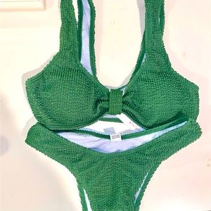 NWT! Rose Swimsuit green smocked bikini